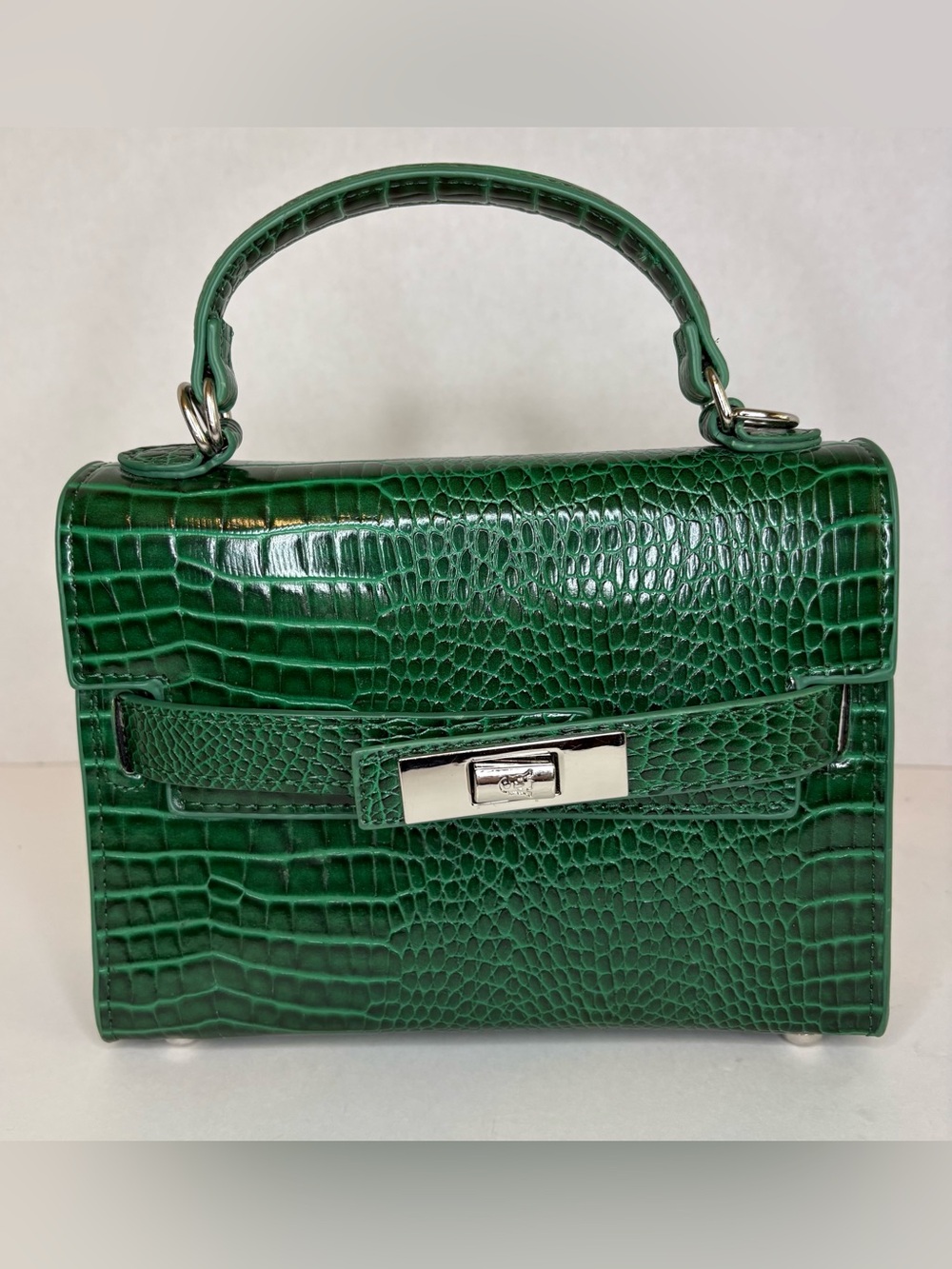 Steve Madden Green Croc-Embossed Top Handle Bag